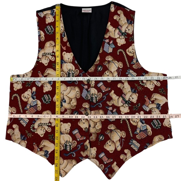 Vintage Tapestry Teddy Bear Christmas Vest by Bobbie Brooks - Picture 13 of 14